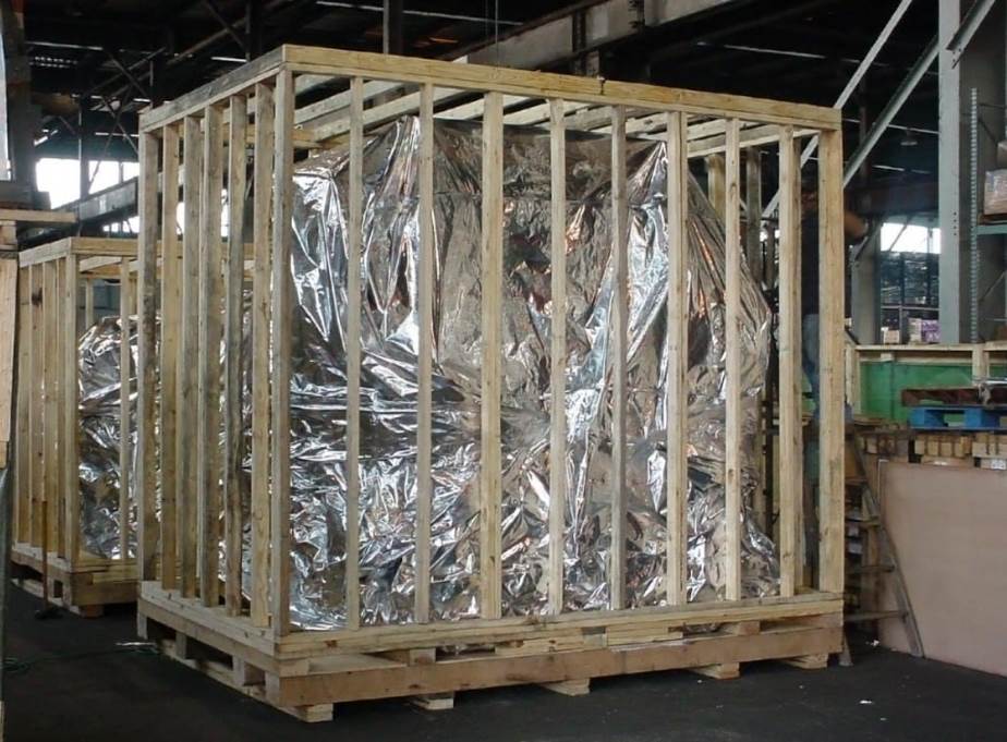time packaging crates in vacuum.